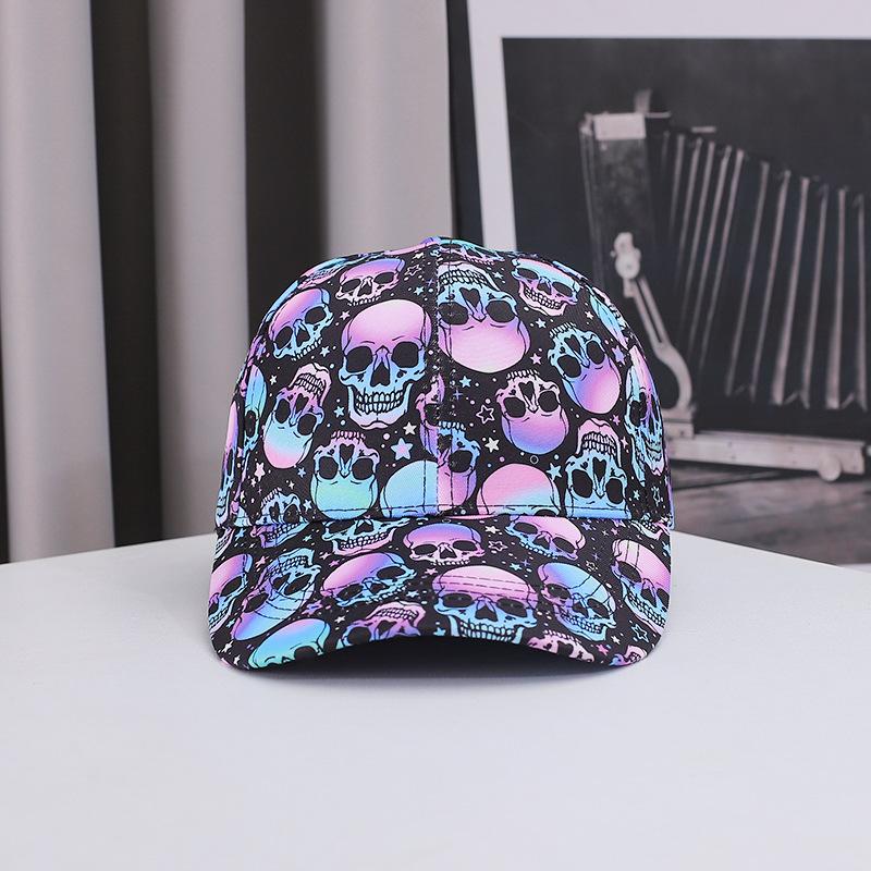 New cross-border Halloween baseball cap, outdoor casual sun hat for women, fashionable and versatile, popular printed duckbill cap