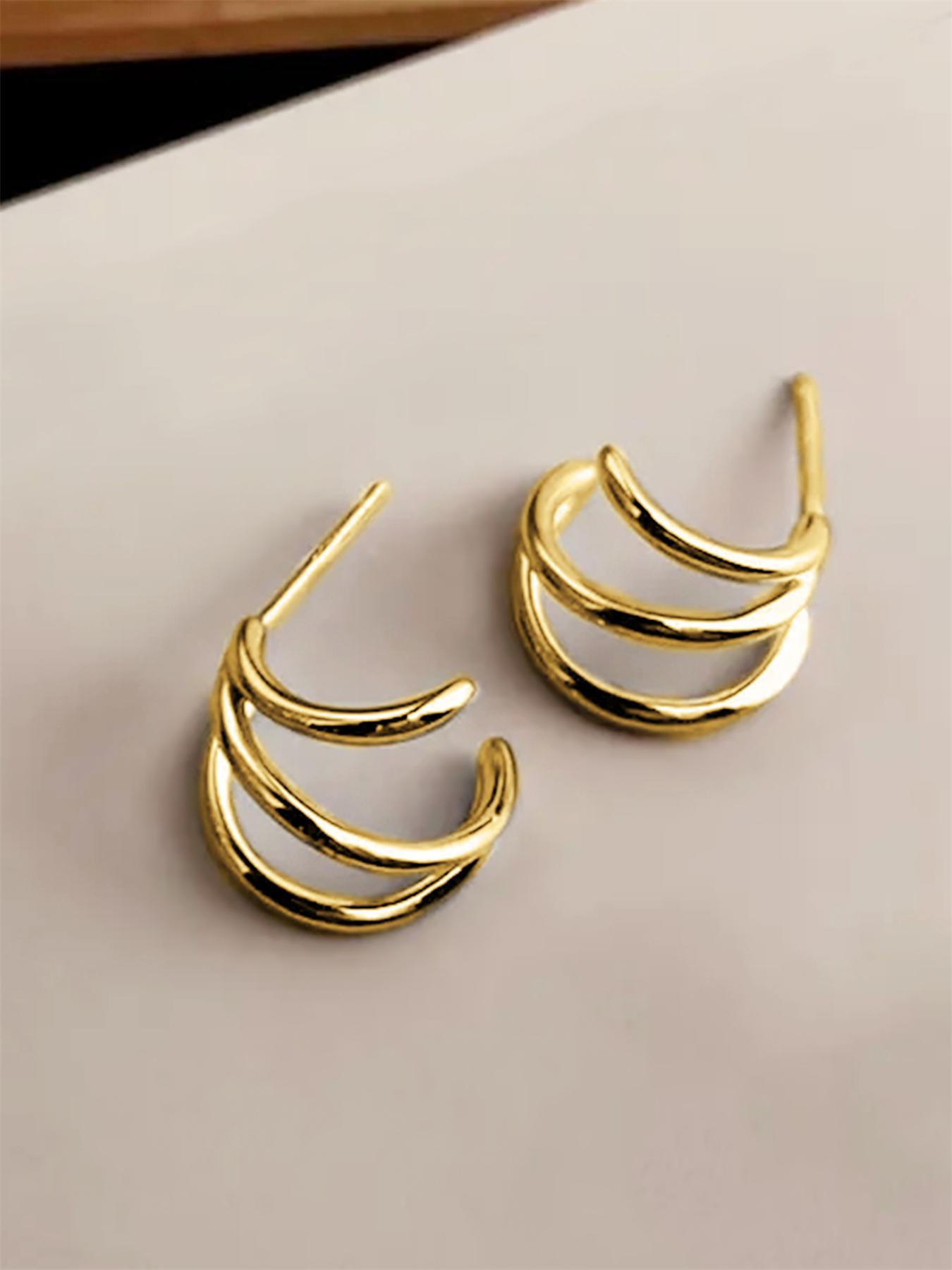S925 Sterling Silver Minimalist Three Claw Pretty Studs Earrings, High Quality Fashionable Earrings for Women & Girls, Trendy All-match & Exquisite Jewelry for Birthday Gift, Elegant Minimalist Earrings