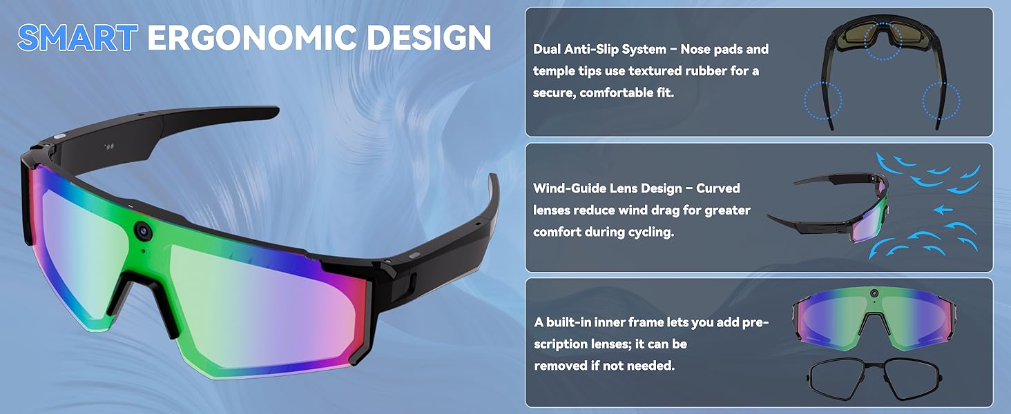 AI Smart Glasses with Camera 4K - Polarized Sunglasses with Camera, UV400 Lens, ChatGPT Enabled, EIS Stabilization, Dual Mic Noise Canceling, IP54 for Cycling Hiking fathersdaygift