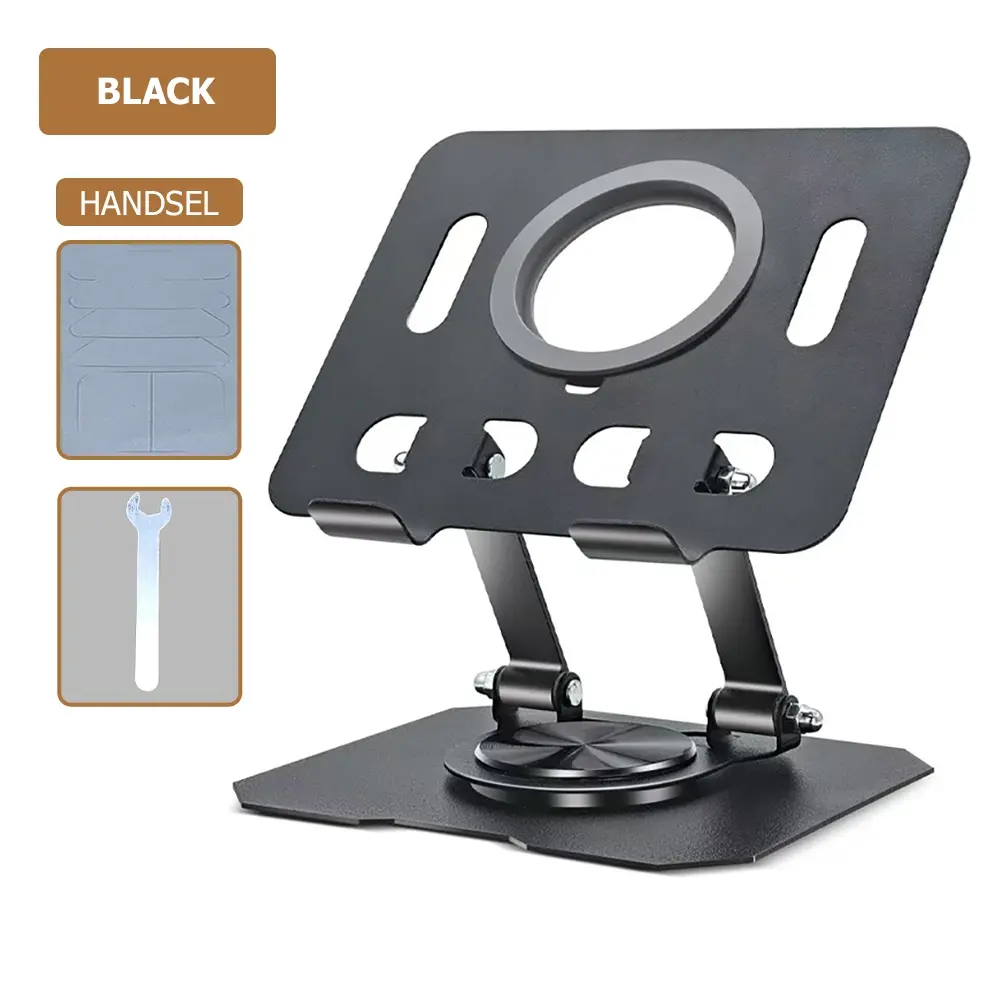 Adjustable Foldable Tablet Stand, 360° Rotation, Aluminum Alloy, Non-Slip, Compatible with 4.7–12.9" iPad, Samsung, Kindle & More – for Home, Office & Travel.