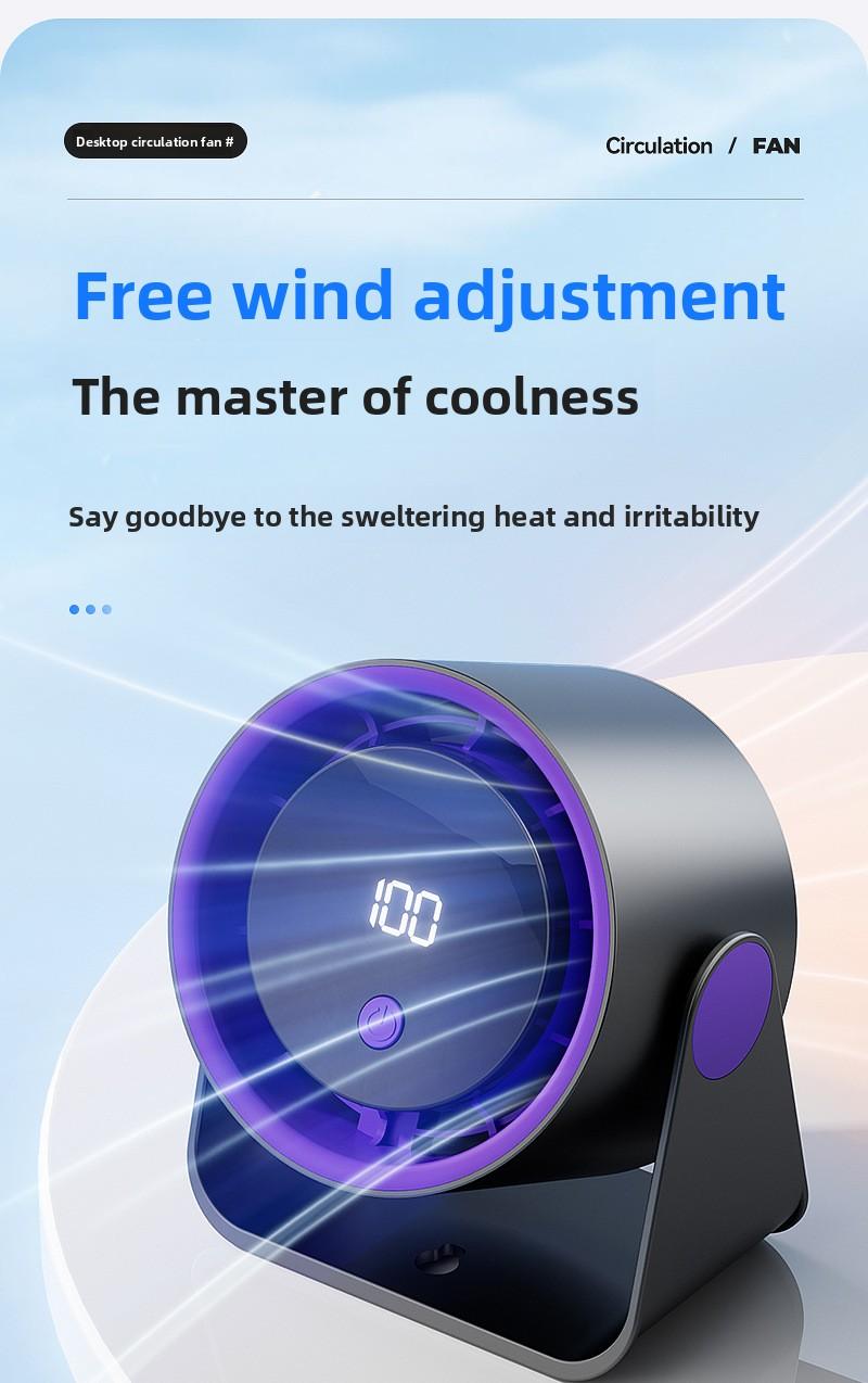 Popular desktop fan, household high-speed fan, office small electric fan, USB rechargeable circulation fan