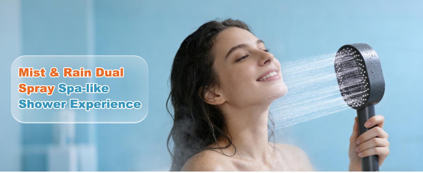 Filtered Showerhead with handheld, High Pressure 5 Sprays Handheld Shower Head with Brass Holder & 71" Metal Hose, Water Softener for Hard Water-Remove Chlorine, Reduces Dry Itchy Skin, Black