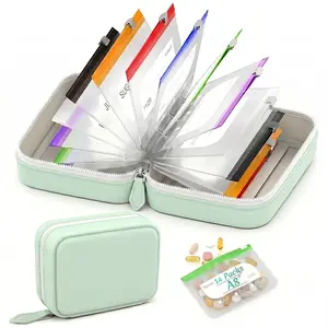 A8 Waterproof Pill Organizer Set,Large Weekly Pill Organizer with 14 Color-Coded Medicine Pouches, Reusable Large Medicine Organizer for Travel,Zippered Pill Storage for Fish Oils,Vitamins#SummerWins#SummerFinds