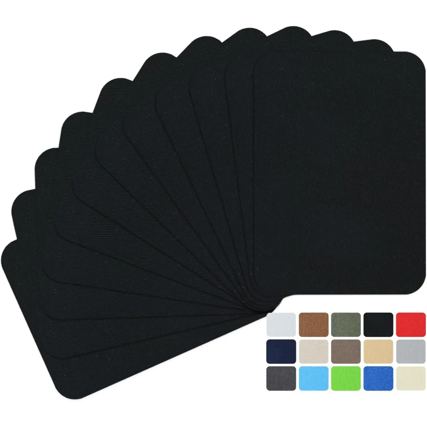 12 count Fabric Repair Patches, Iron- Patches Inside & Outside for Jeans Clothing,  Patches with  Glue, Size 3" by 4-1/4" (7.5 cm x 10.5 cm) Black