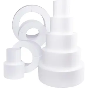 Silverlake 5-Tier Round Cake Dummy Set - Nesting 4" H x 4,6,8,10 & 12" Dia Discs for Styrofoam Baking Display Projects