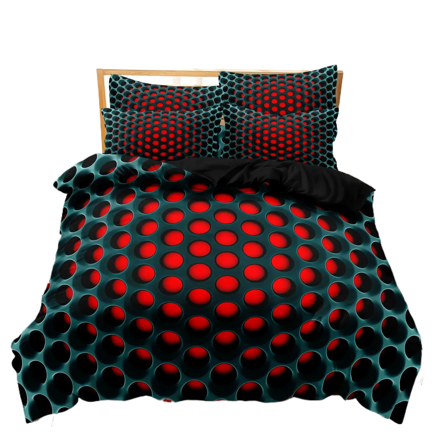 Creative Hexagonal Honeycomb 3-Piece Polyester Bedding Set - Modern, Breathable, Year-Round Universal
