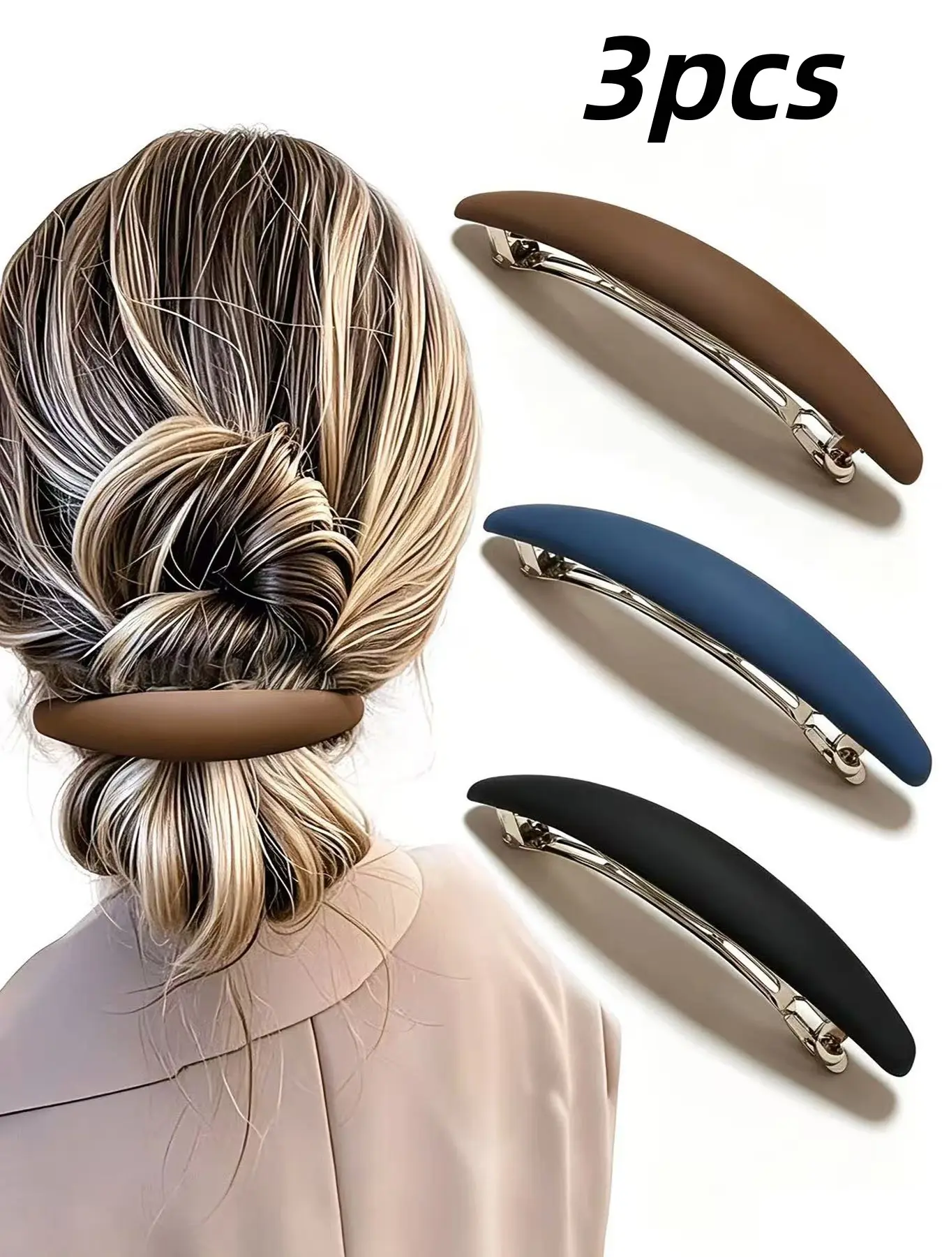 Large Hair Barrette Matte 4 Inch No Slip French Hair Clips, Non Slip Clips, Anti Slip Clips, Hair Style Accessory, Durable Design for Thick to Thin Hair, 3-Pack Set for Women