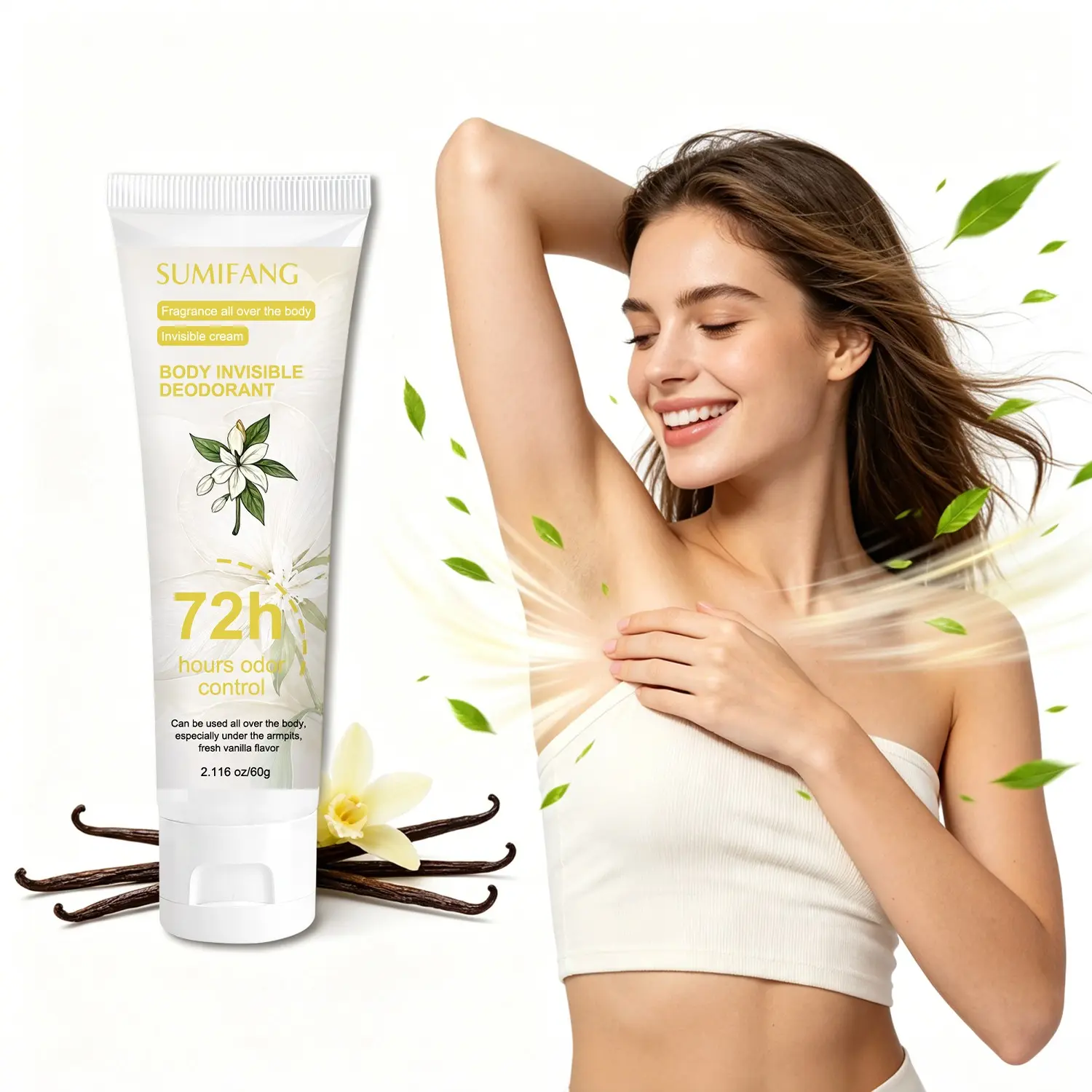 All-Over Deodorant Balm – Vanilla Scent. Provides long-lasting dryness and odor control while soothing and nourishing the skin. Gentle, non-irritating formula that won't stain clothes. Suitable for full-body use—perfect for dates, commuting, or the office