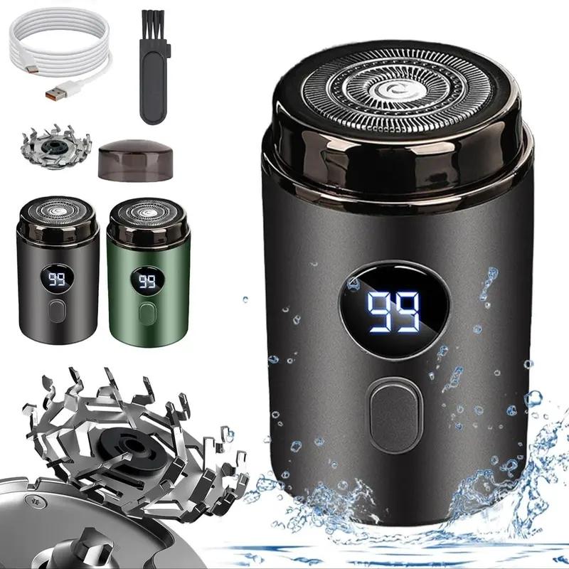 Electric Mini Shaver, 1 Count Waterproof Portable USB Rechargeable Razor with LCD Display, Washable Beard Trimmer for Men, Great for Travel and Home Use