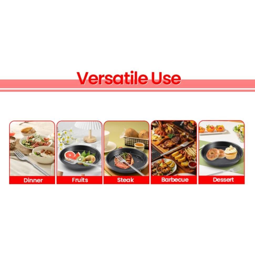 Extendable Fork, Portable Stainless Steel Telescopic Long Handle Fork, Practical Rust-proof for BBQ Fruit Dessert Pastry