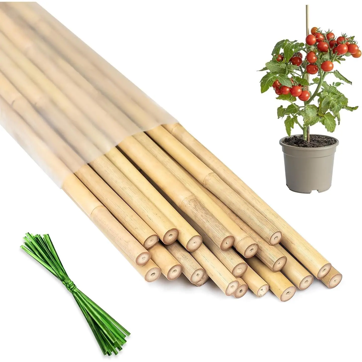 Plant Stakes 18inch, 20Pcs Natural Bamboo Sticks Garden Stakes, Plant Support Stakes for Indoor & Outdoor Plants, Orchid Tomato Vegetable Stakes for Garden
