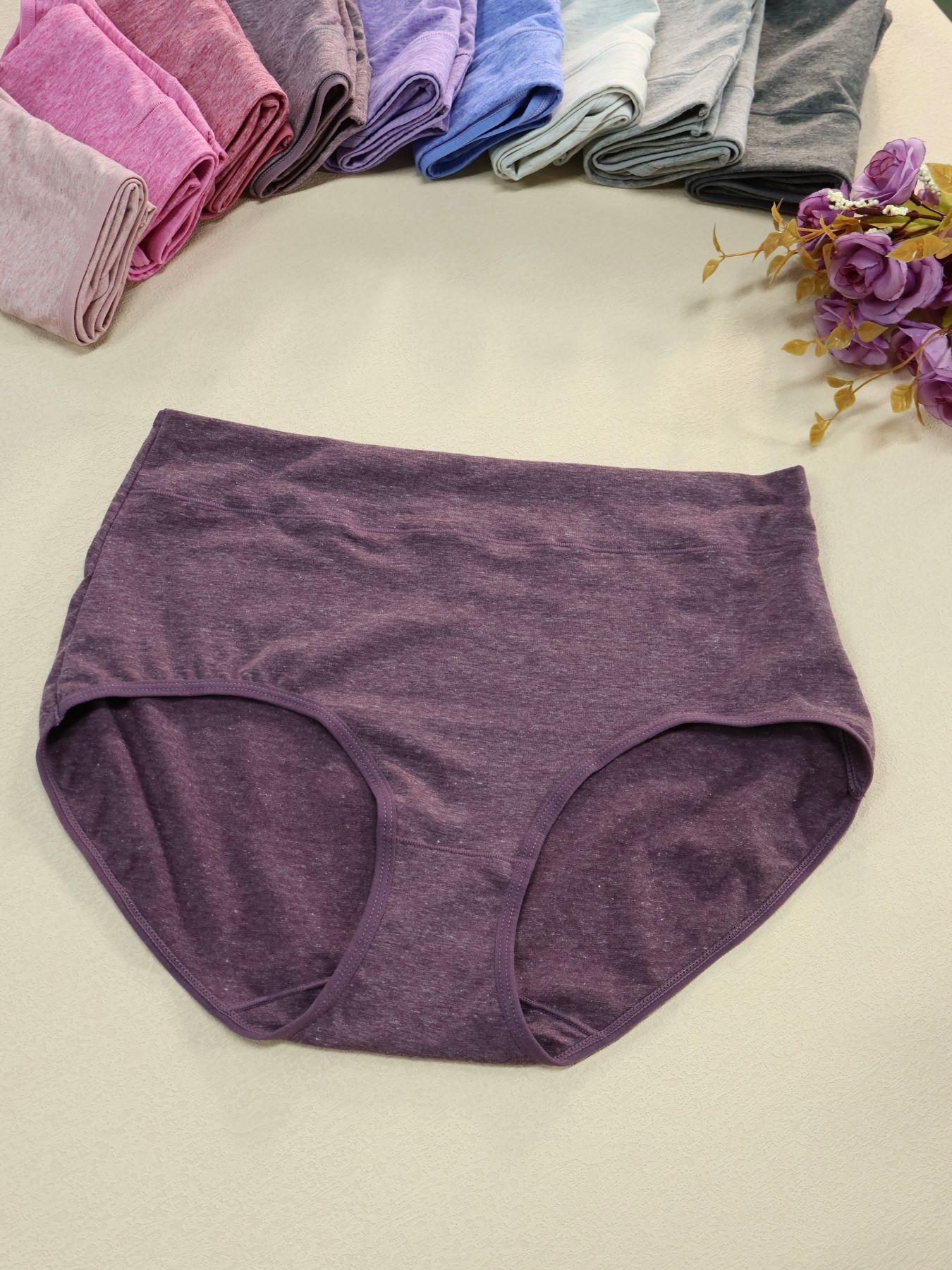 Plus size Women's Mid-Waist Underwear, Breathable Elastic Comfort Panties, Casual All-Seasons Briefs, Multiple Colors Available