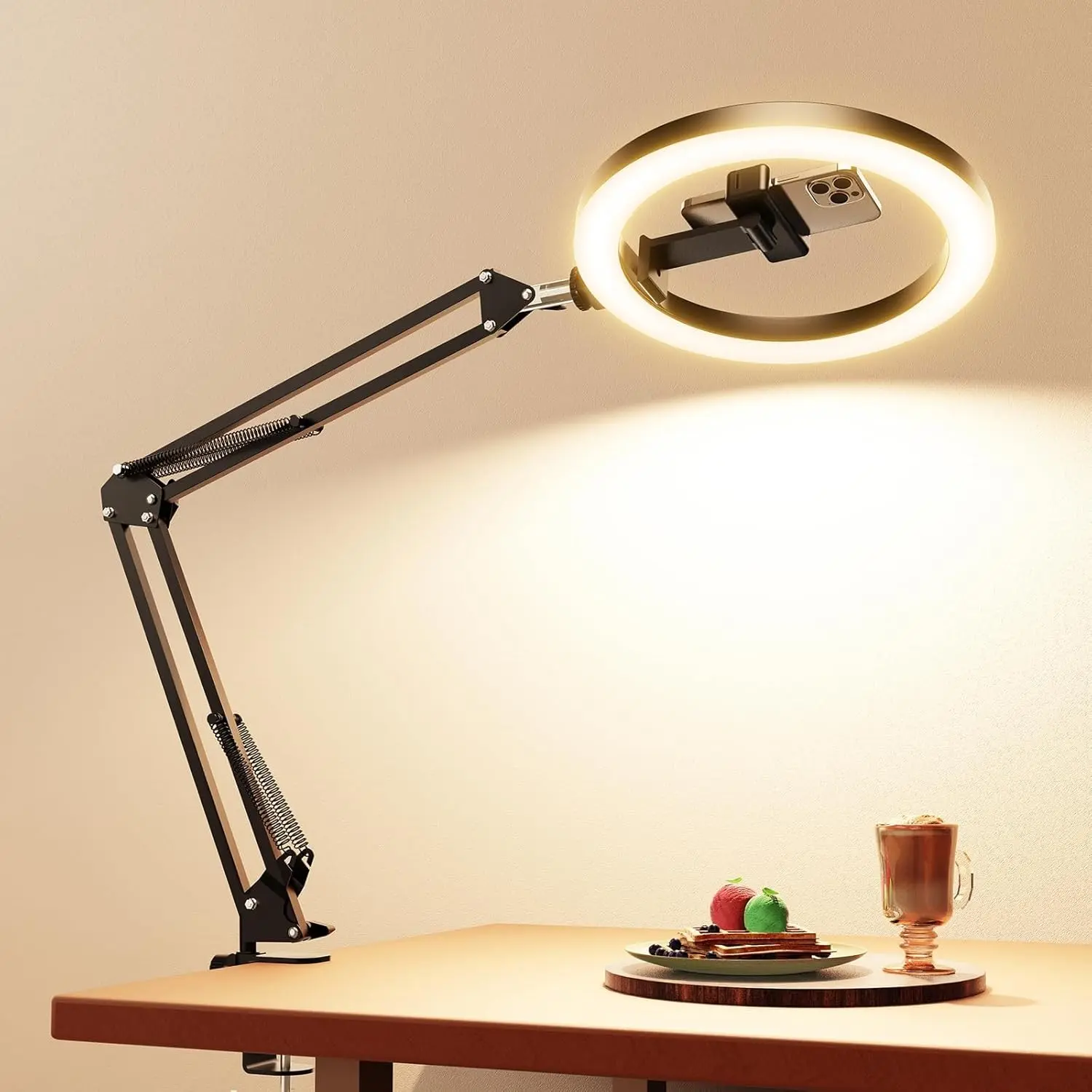 LED Ring Light Band Adjustable Goose Neck Stand and Phone Holder, Built In Lights for iPhone/smartphone, Free Operation, Compatible with Tiktok/vlog/instagram