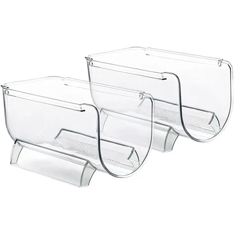2 Pack Stackable Plastic Bottle Rack - Fridge Organizer Bottle Holder for Wine and Water Bottles