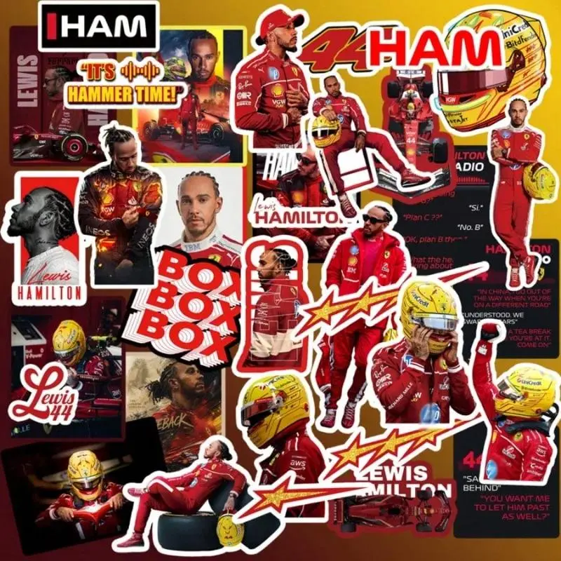 56cs,LEWIS HAMILTON,Speed Racing Sticker Collection – Aesthetic Graffiti Decals for Water Bottle Laptop Suitcase Helmet Car