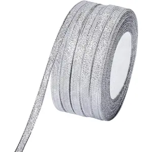 125yard(5rolls)  Organza Ribbons Shimmer Sheer Thin Glitter Ribbon for DIY,Crafts, Wrapping,Christmas Decorative Width:6mm(1/4inch)