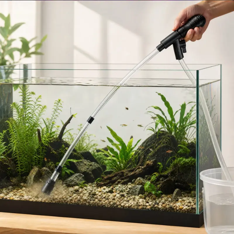 Fish tank cleaner siphon, for small aquariums, manual siphon hose can change and clean water or sand in minutes, for fish tank filtration and water change