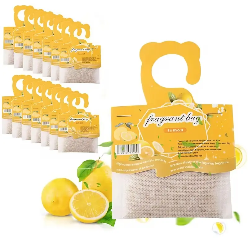 12-Pack Lemon Scented Hanging Air Freshener Bags, Long-Lasting Home Fragrance, for Closet, Drawer, Bedroom, Car, 12 Months, Home Fragrance Products
