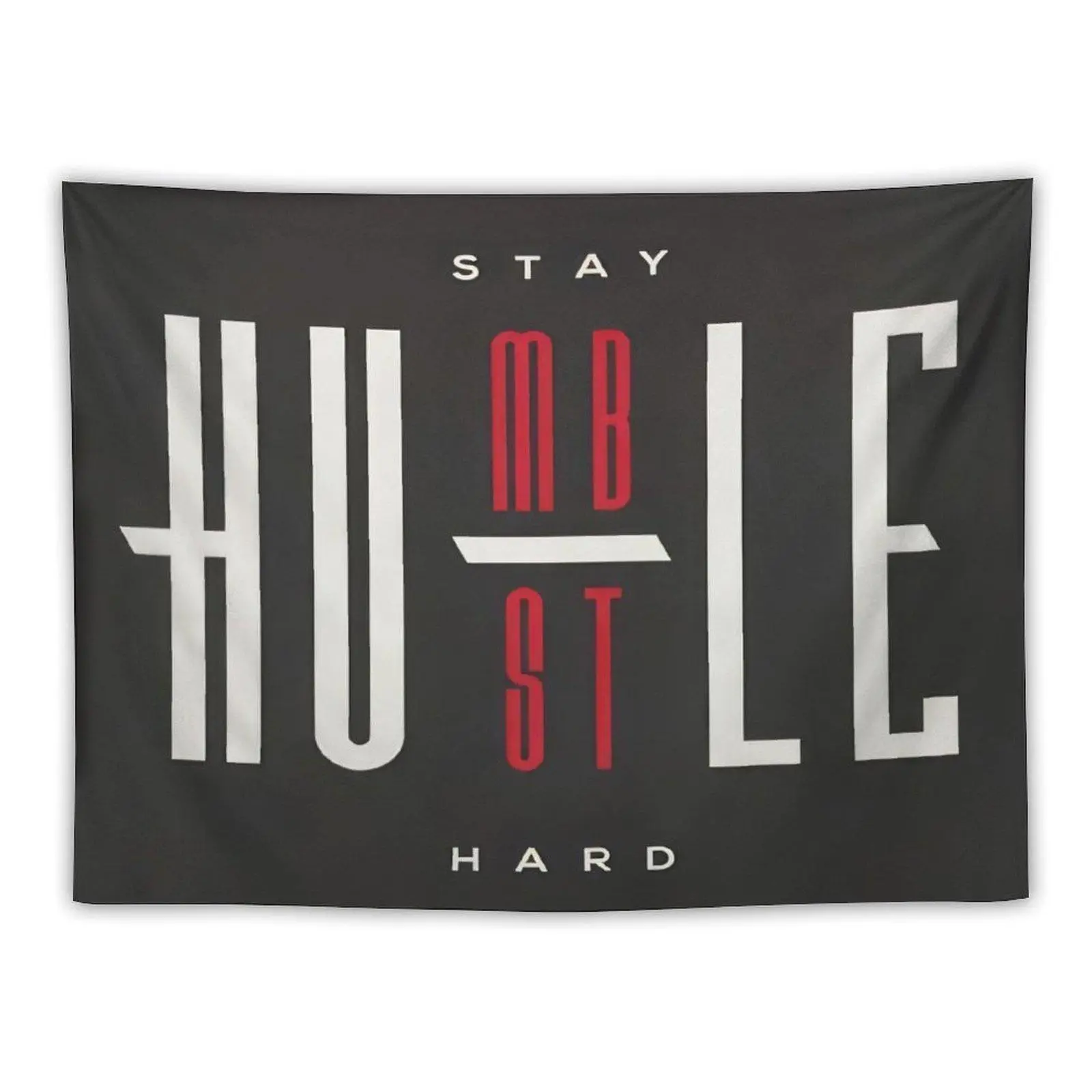 HGOD DESIGNS "Stay Humble, Hustle Hard" Quote Tapestry Wall Hanging - 40"x60" Home Decor, Indoors Room Inspiration Decoration for Offices, Camping Trips