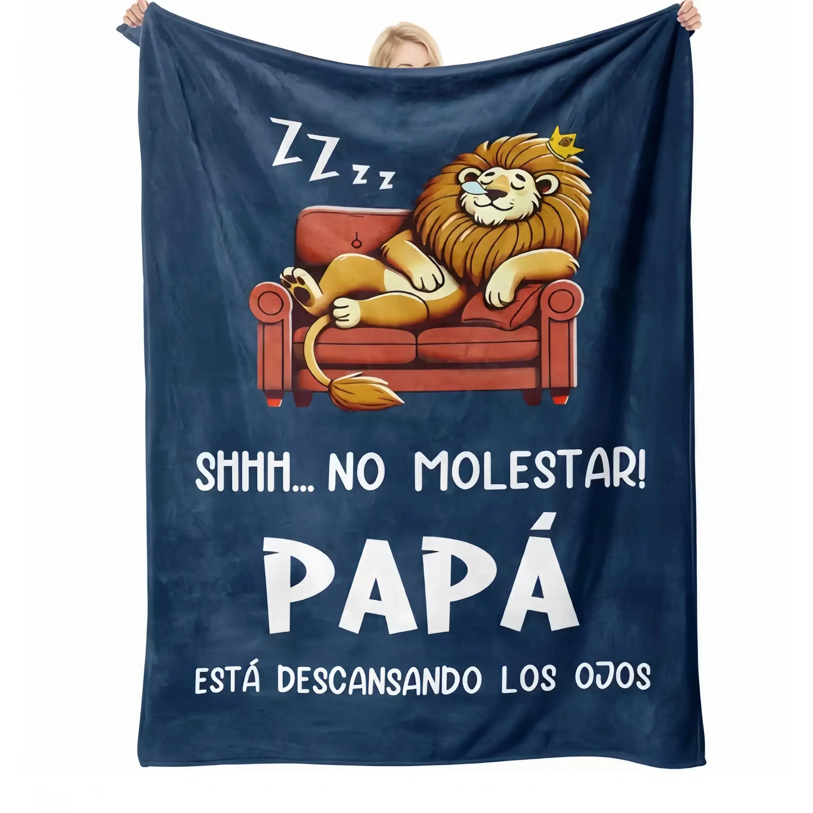 Gift for PAPA Spanish Theme Lion Print Blanket Suitable for Father - Soft Flannel Bedspread with Lion Pattern, Machine Washable - Gift for Father's Day, Birthday, or Room Decoration - Spanish Lion Design