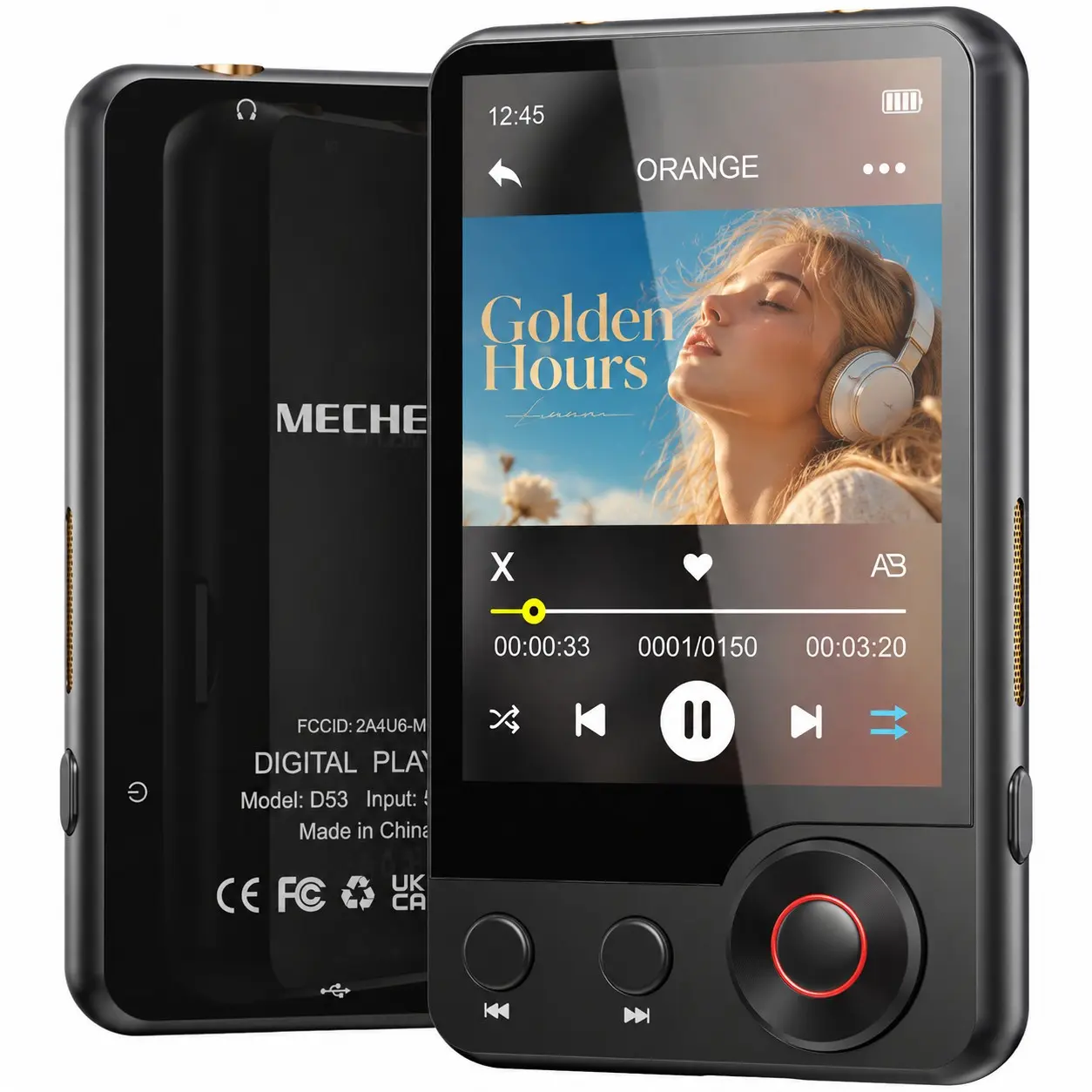 64GB Mp3 Player Mechen D53, Bluetooth Music Player, HiFi Speaker, 2.4 Inch Screen, Portable Mini Touchscreen Fm Radio, 512gb SD Card Support, Includes Accessories