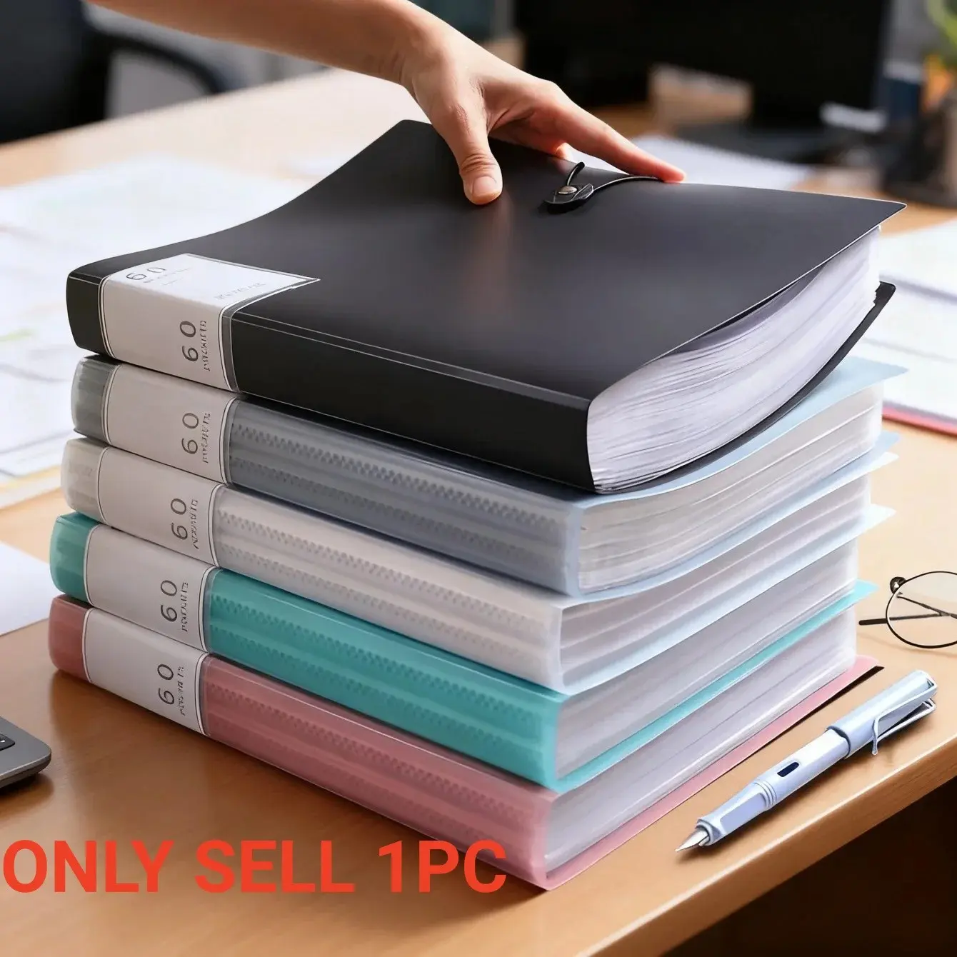 A4 Data Storage Book, 60 Pages. Equipped with A Transparent Cover and Label. Multi Functional Folder, Document Organizer, Waterproof Folder for Collecting Office Drawings, Medical Records, Certificates, and Certificates, for Use in The Office
