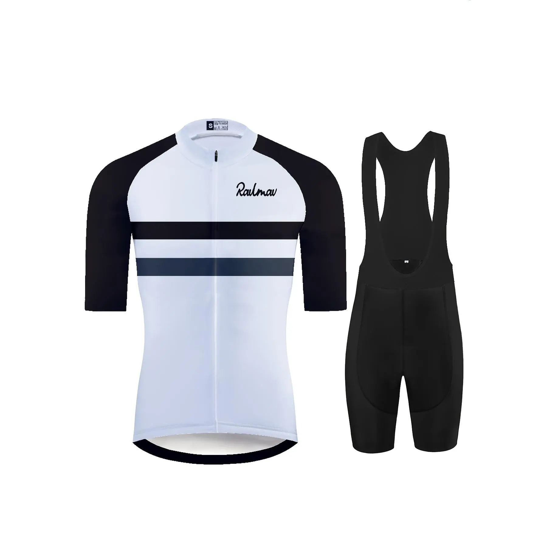 Men's Short-Sleeve Cycling Jersey Set with Padded Shorts, Graphic Polyester Top with Full Zip Vent for Summer Cycling Rides, Polyester Blend, Machine Wash, Male Wear, Road Biking, Excellent Airflow, Padded Sponge Shorts