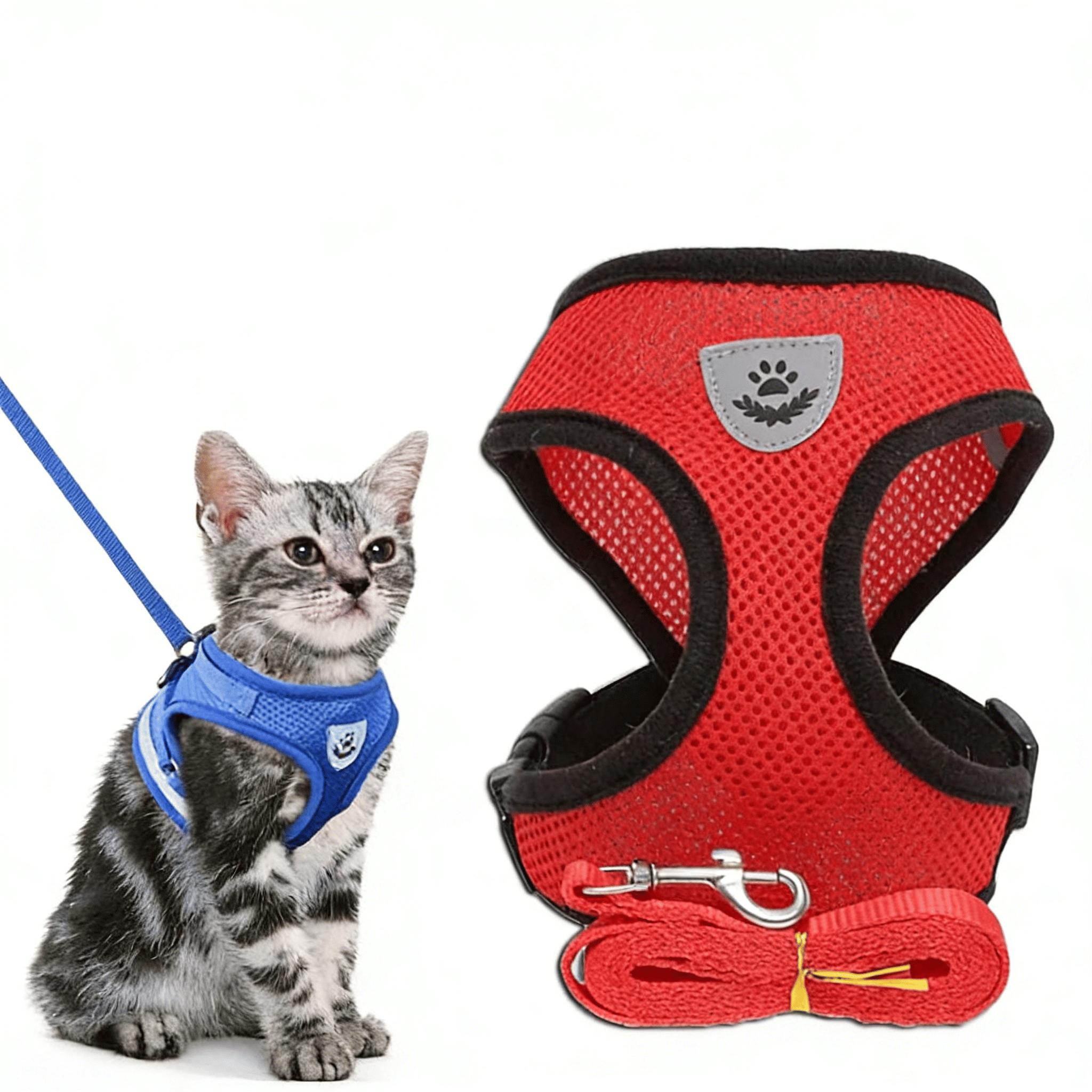 Safe and Comfortable Adjustable Reflective Harness for Cats & Dogs - Control Vest with Matching Leash in Sizes S to XL
