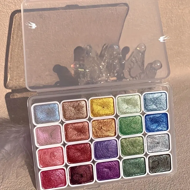 20 Colors Pearl Watercolor Paints, Solid Packaging for Traditional Chinese Painting, Thangka Calligraphy, Artistic Coloring, No Battery Needed