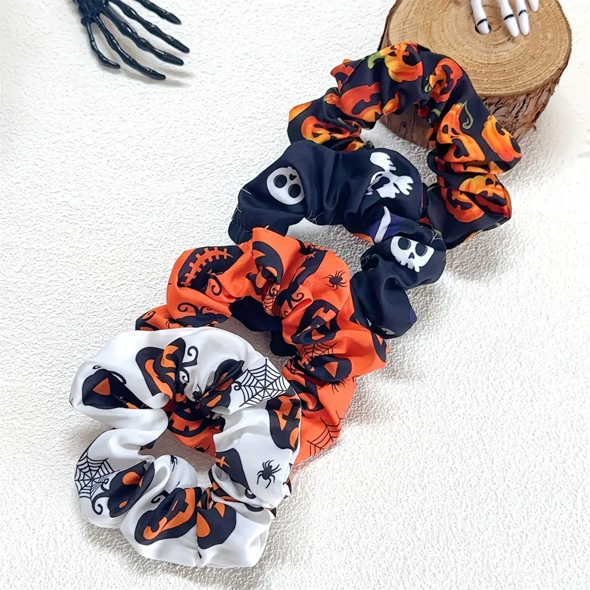 Halloween Pumpkin Scrunchie, Cute Oversized Hair Tie for Women & Girls, High Stretch Elastic Ponytail Holder, Soft Hair Accessories for Halloween Party, Fall Festival & Everyday Wear