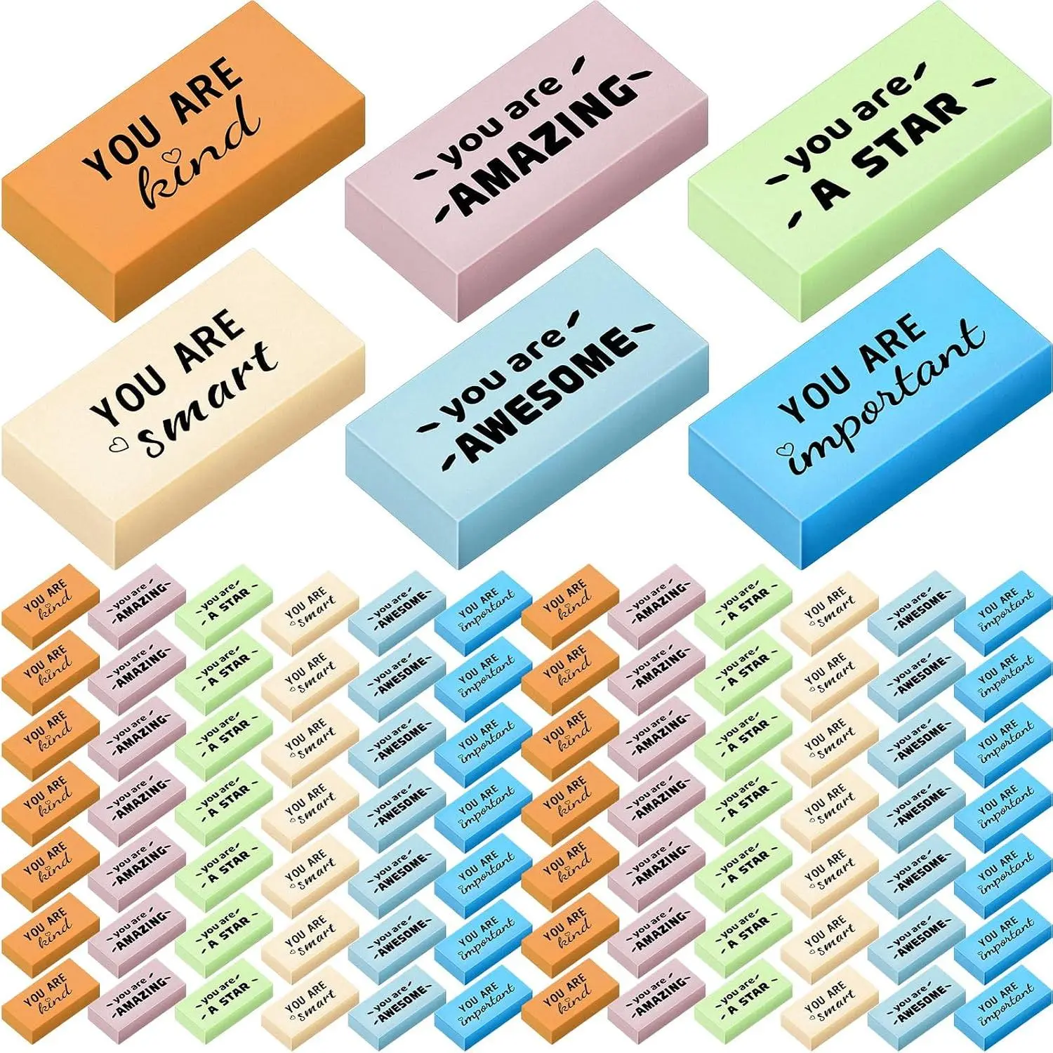 180 count Erasers Bulk for  Inspirational Pencil Erasers Bulk for Drawing Motivational Big Eraser School Supplies for Classrooms  to School Office (Motivational,Boho)