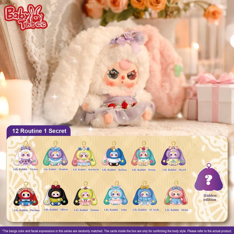 Baby Three Lily Rabbit Town V4 Plush Blind Box,12 Routine +1 Hidden Edition,Soft Cute Bunny Doll,Kawaii Girlish Toy,Mystery Box Unboxing,Trendy Collectible