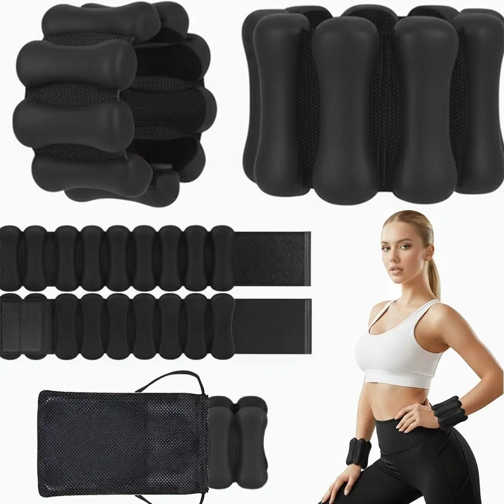 Baby Adjustable Silicone Ankle & Wrist Weights Set (1 lb Each), Women's Waterproof Wearable Weighted Bangles for Walking, Yoga