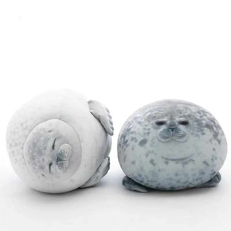 Angry 3D Chubby Blob Seal Pillow - 1x 20cm (8inch) Detailed Plush Stuffed Toy, Sea Lion Doll, Baby Sleeping Throw Pillow, Gifts for Kids & Families, 1X Plush Stuffed Toy