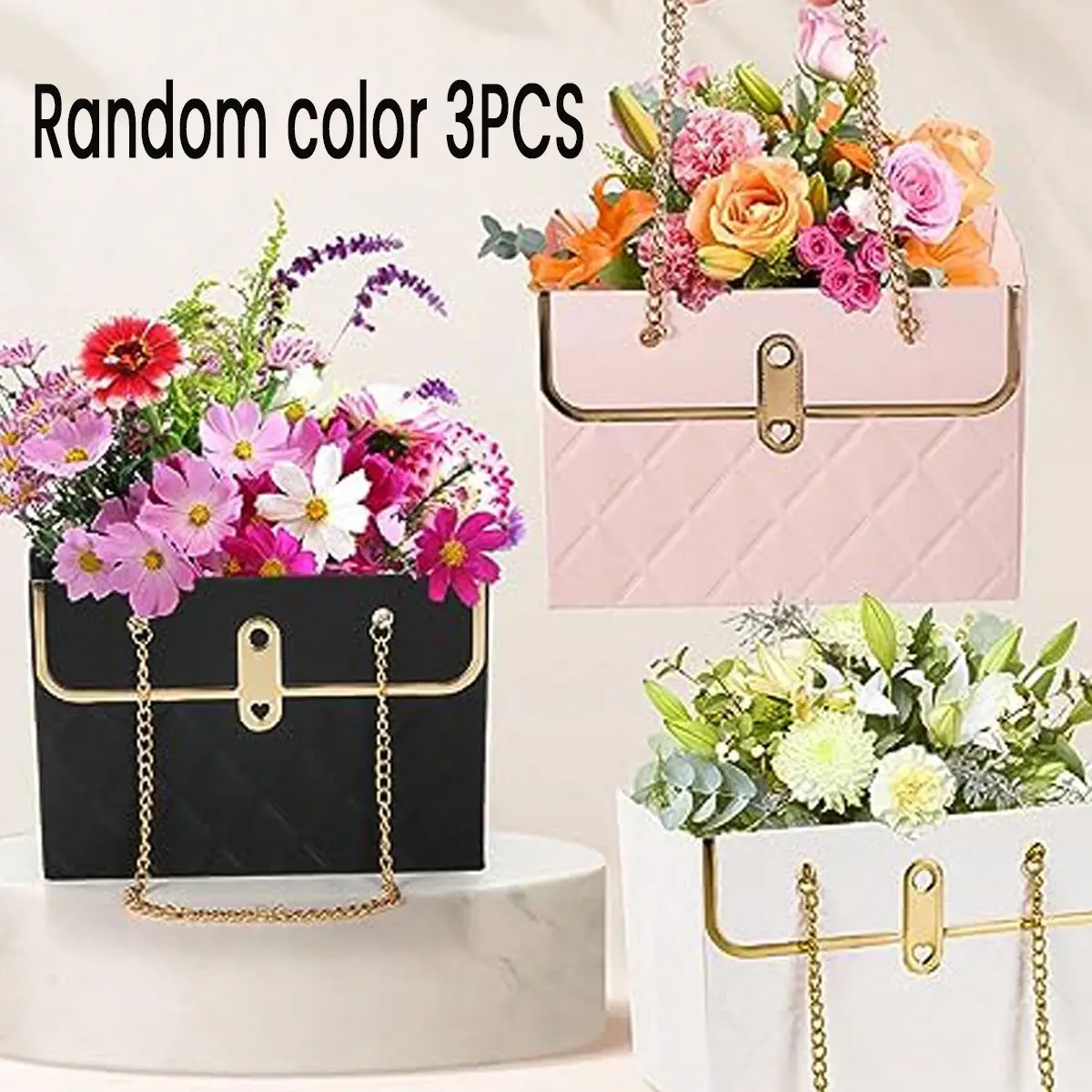 Elegant Rose Paper Gift Box Set, Durable Cardboard Floral Bouquet Box, Creative Handbag Design, Perfect for Weddings, Mother's Day, Valentine's Day