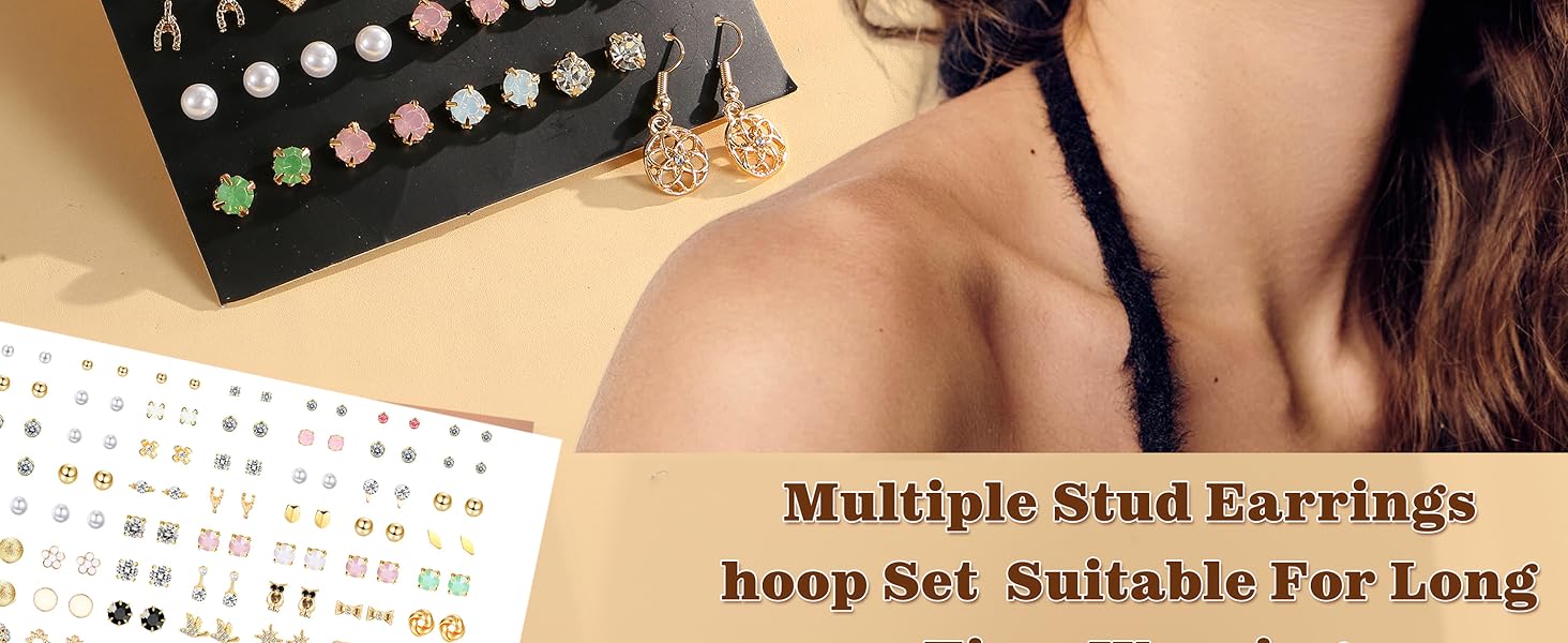 84 Pairs Aesthetic Stud & Hoop Earring Set | Hypoallergenic, 316L Stainless Steel, Daily Style Mix