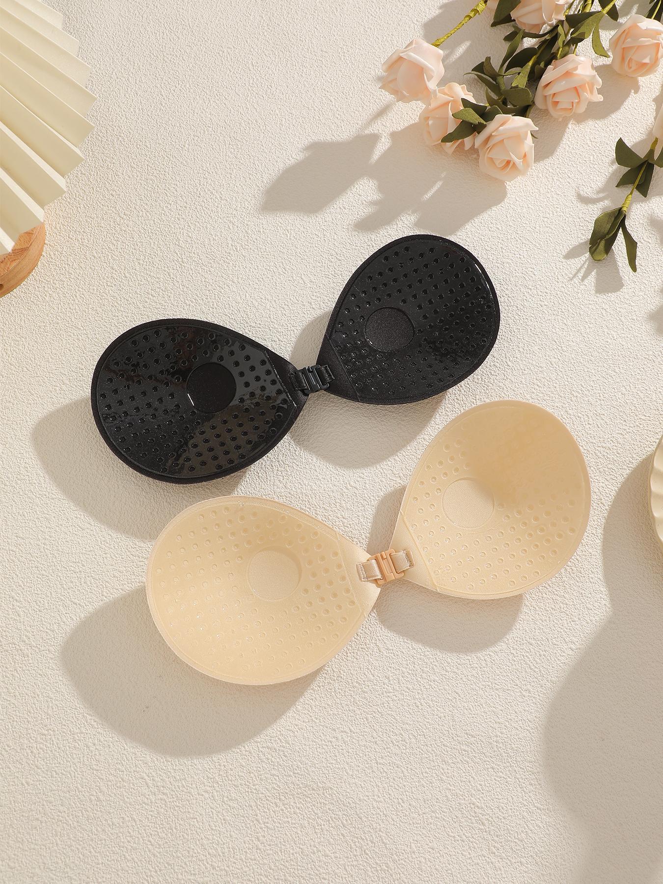Women's Solid Buckle Front Stretchable Silicone Bra, Casual Basic Invisible Strapless Bra, Women's Lingerie Accessories for Daily Wear, Underwear, Everyday Fit