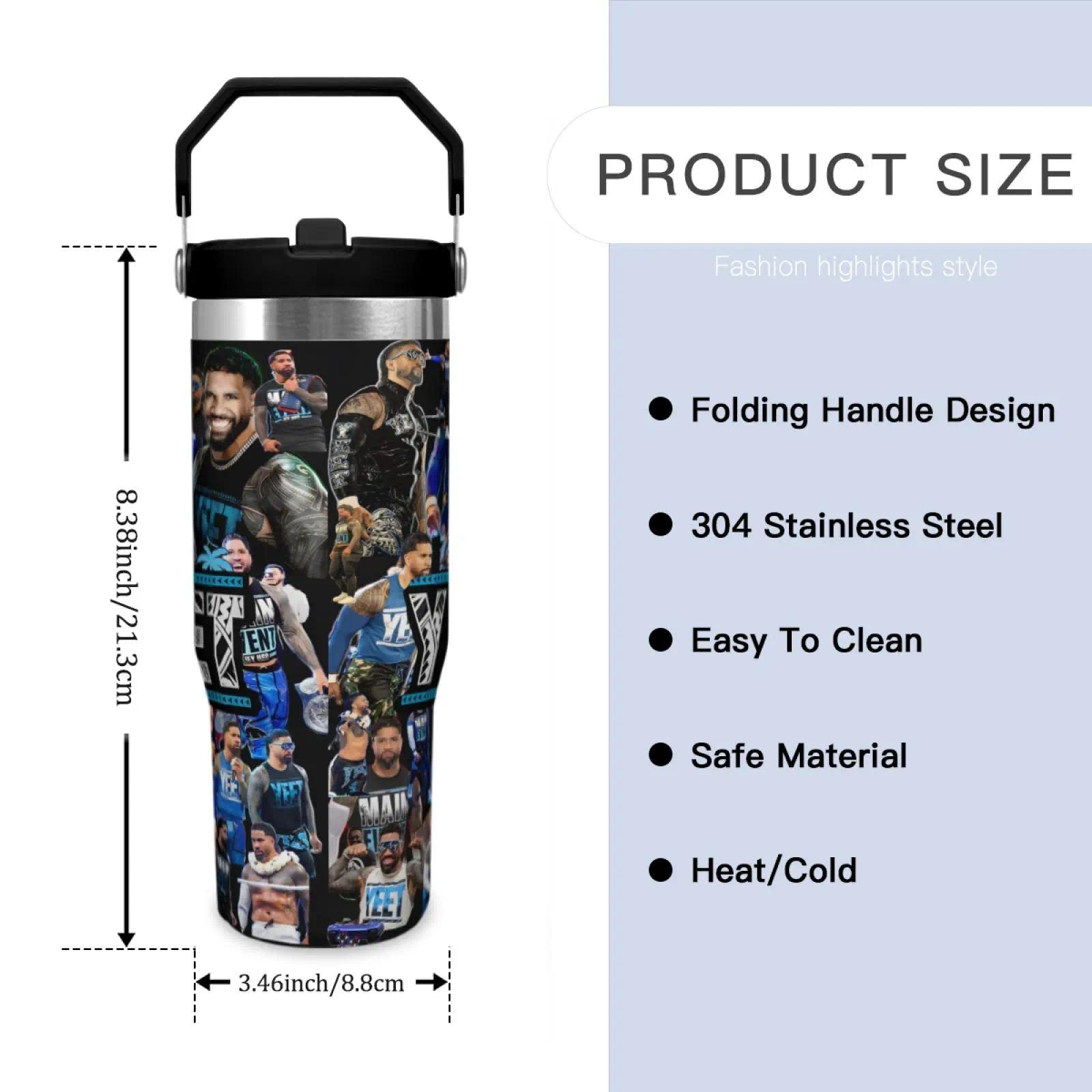 30 Ounce Stainless Steel Tumbler - Stylish Jey Uso Pattern Insulated Water Bottle, Durable Stainless Steel Thermos & Flask, Multi-Purpose Drinking Cup for Home, Office, School & Daily Use, Thoughtful Boyfriend Gift & Summer Cool Drinkware