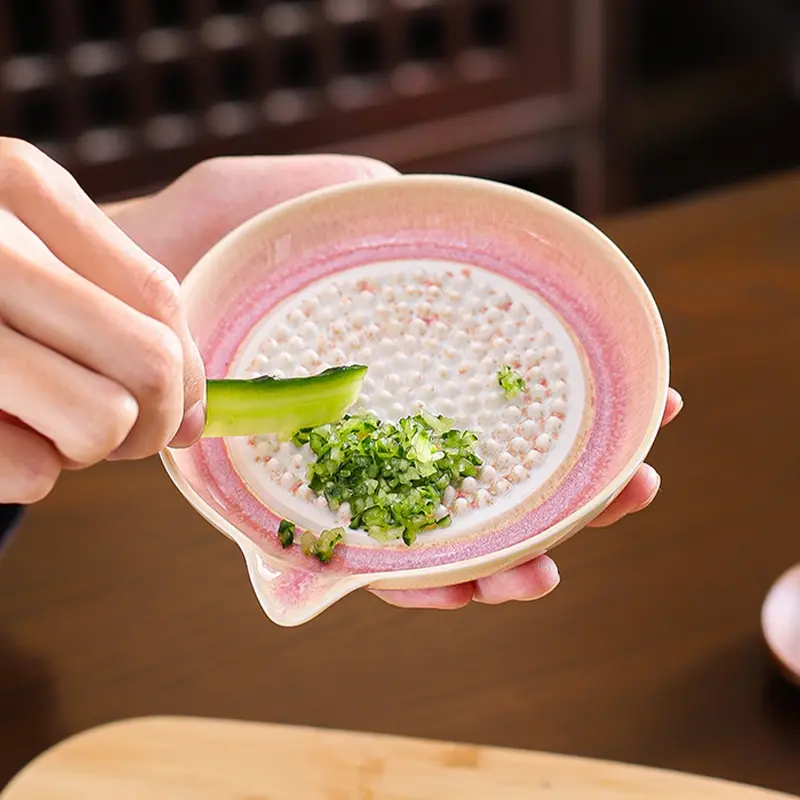 Ceramic Garlic Grater Plate, Handcrafted Ginger Grater Plate, Textured Ceramic Surface Grates Garlic, Ginger and Tomatoes Quickly, Modern Design Multipurpose Grinder Plates Burnishing Machine for Fruits Vegetables Ginger Garlic Onion, Easy to Clean