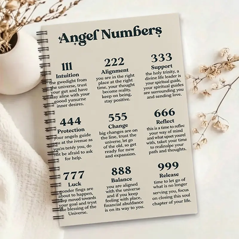 1pc Angel Numbers Themed Notebook Spiritual Intuition Guidance Journal with Angel Number Meanings Perfect for Manifestation Reflection Daily Writing Ideal Gift for Spiritual Seekers and Notebook Lovers