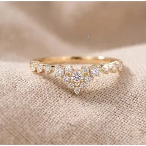 Luxury-designed Marquise-cut CZ Ring Dazzling Elegant French-style Ring Adjustable size Ring