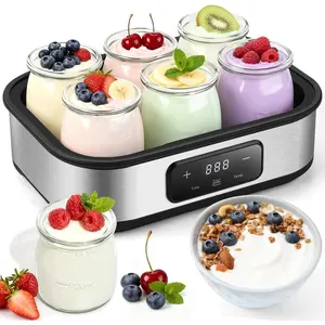 Yogurt Maker with Adjustable Temperature & 48H Timer - 6 Glass Jars for Homemade Probiotic Yogurt, for Family Wellness & Healthy Diet Lovers