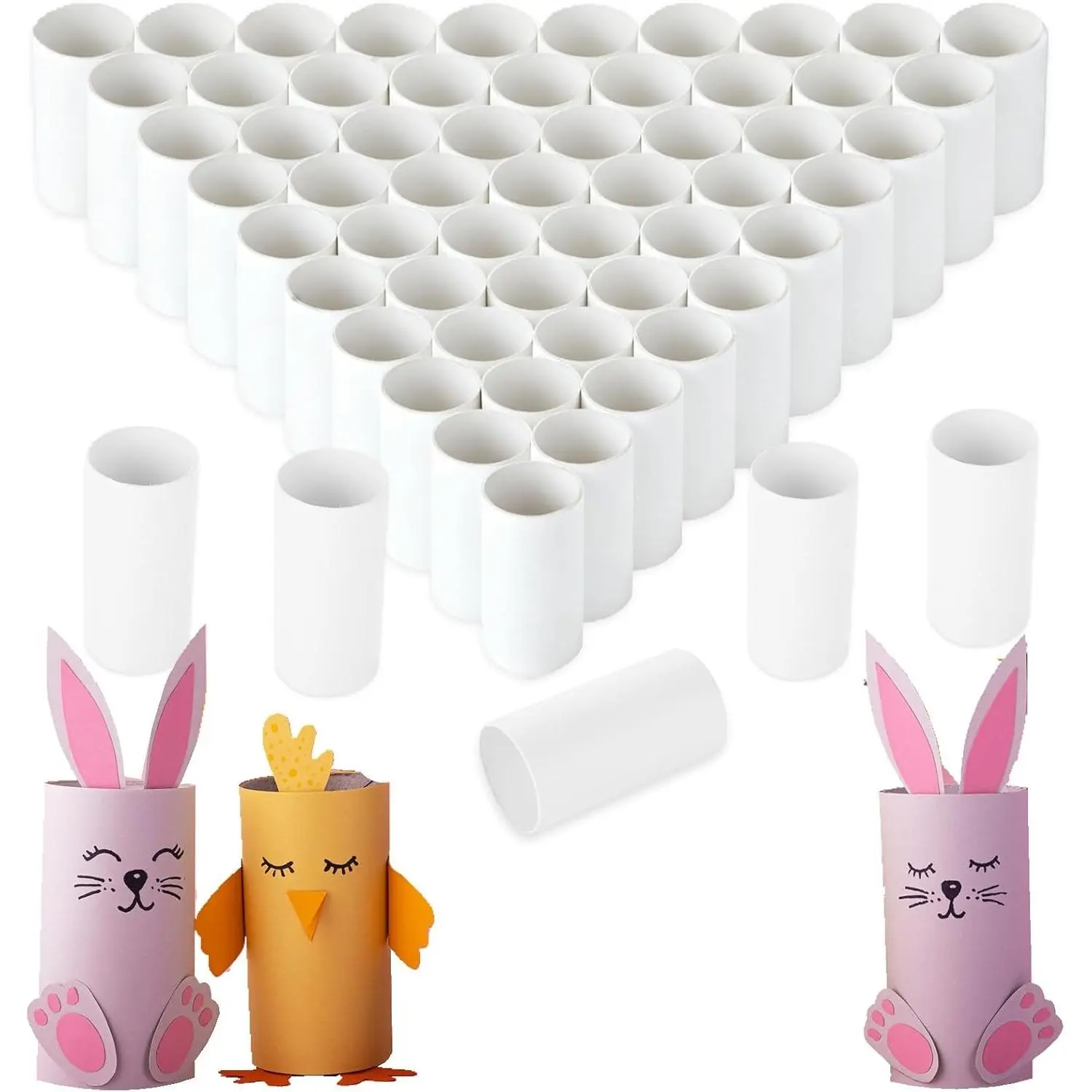 72 Pieces Cardboard Tubes for Crafts, White Kraft Toilet Paper Rolls - 4 x 2 Inches Strong Tubes for DIY Art Craft