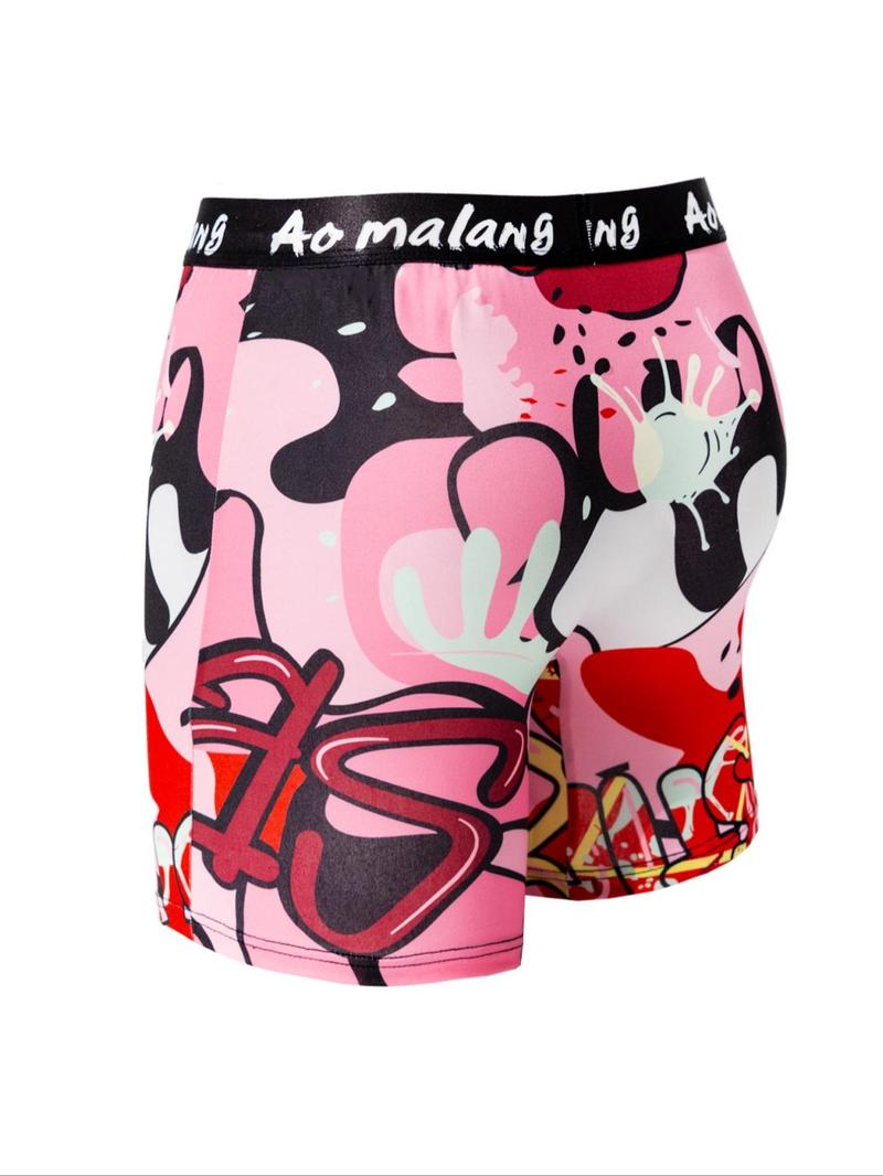 Men's Graphic Print Boxer Brief, Casual Comfy Breathable and Soft Underwear for Daily Wear, Mens Underwear for All Seasons, Undergarments, Stretchy Boxer Briefs