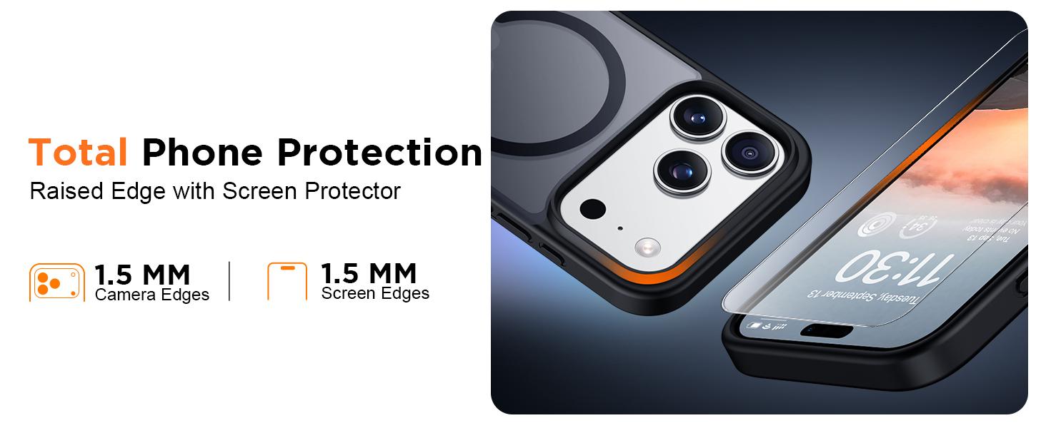 [2 Pack Screen Protector ]Magnetic Phone Cases for iPhone 17 Pro Max 16 15 14 13 12 Pro Max Plus Case, Magnetic Translucent Matte Case with 2PCS Tempered Glass Screen Protector Slim Phone Case for iPhone 17 Pro Max 6.9'', Black