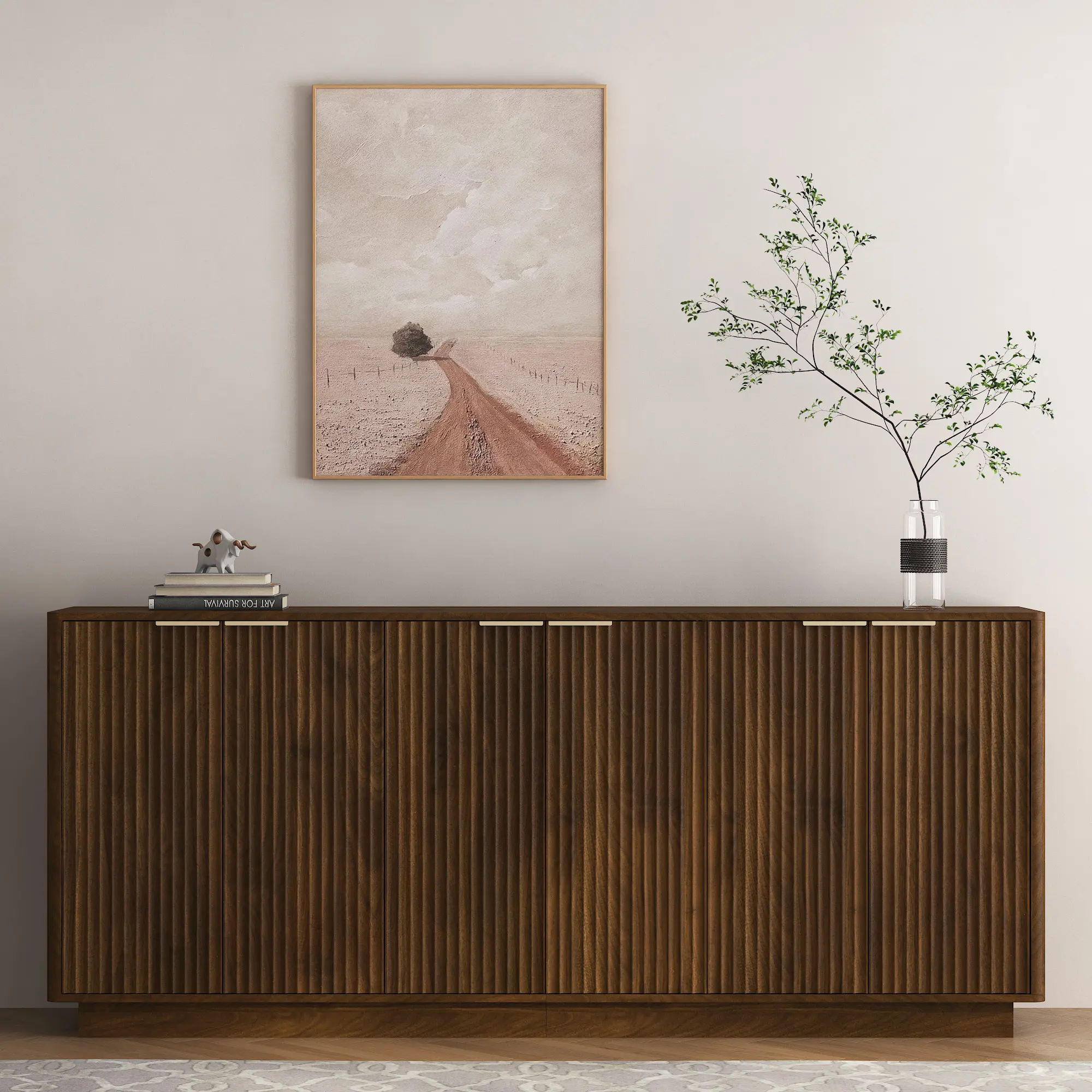ARCH Modern Buffet Cabinet with Storage, Fluted Sideboard Large Buffet with Adjustable Shelves, Credenza, Accent Cabinet Console Table for Living Room, Dining Room, Hallway, Entryway Furniture, Living Room Table for Sofa Side, Bedroom, Office