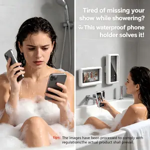 360° Rotatable Bathroom Phone Holder, Wall Mounted Shower Phone Holder, Waterproof Anti-fog Phone Holder, Bathroom Accessories, Stand，#ShowerTok, #BathroomHacks, #ShowerTime，#MusicLover, #NetflixInTheShower，#PerfectGiftForHer