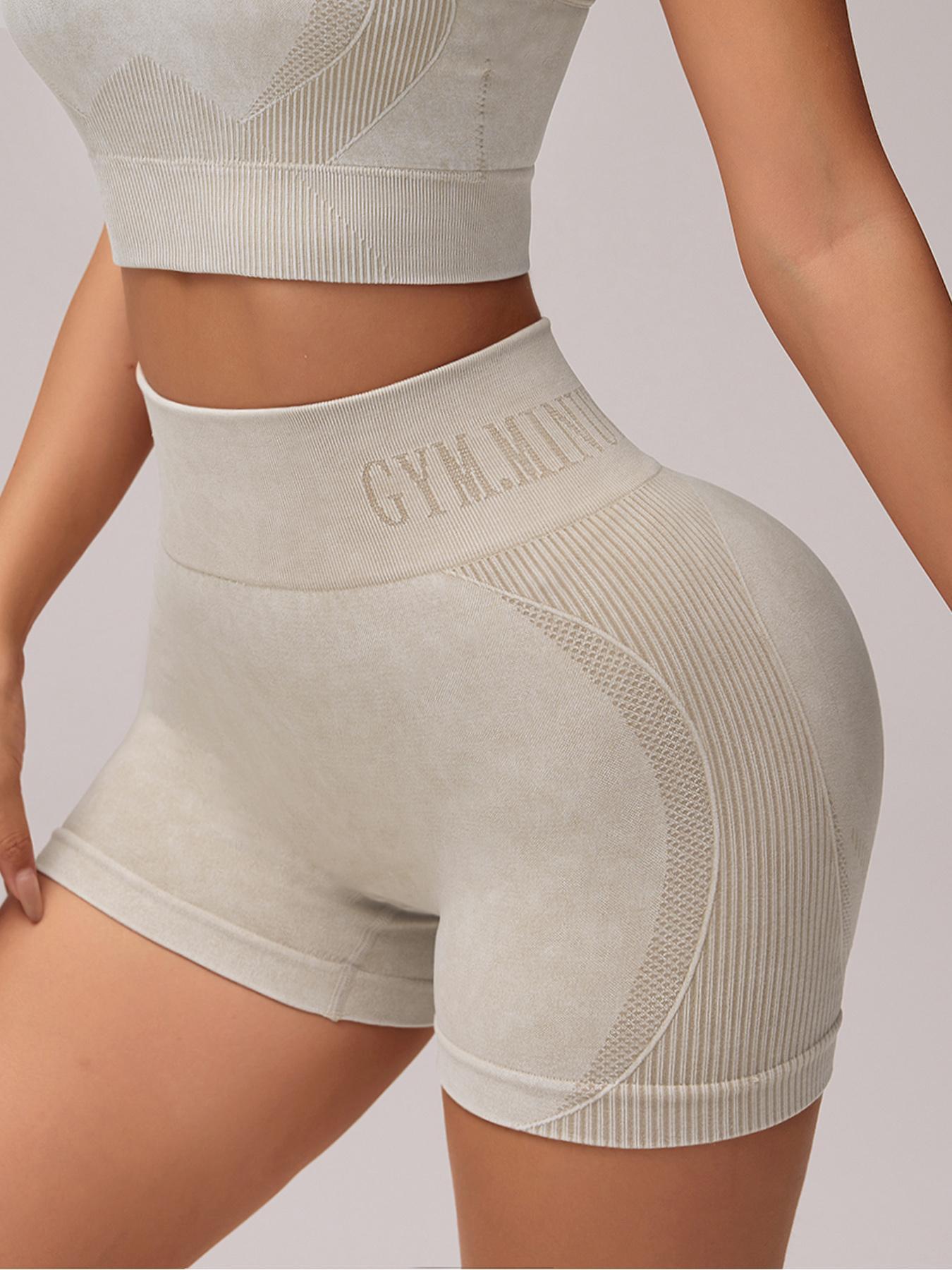 Women's Letter Print Seamless Sports Shorts, High Stretch Breathable Comfortable Skinny Shorts, Ladies Sportswear for Indoor Outdoor Wear