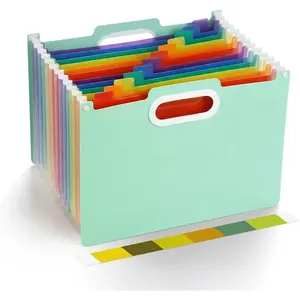 Expanding File Folder, 13 Pockets Accordion File Organizer, Letter/A4 Size Document Organizer for Home Office School, Green