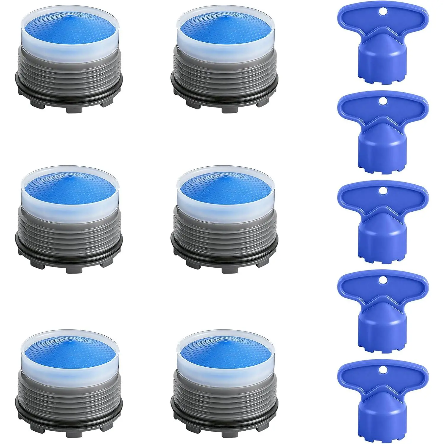 6 count Sink Faucet Aerator M18.5, Aerator  with 5 count Removal Wrench , 18.5mm Male Thread Flow Restrictor for Kitchen & Bathroom Faucet